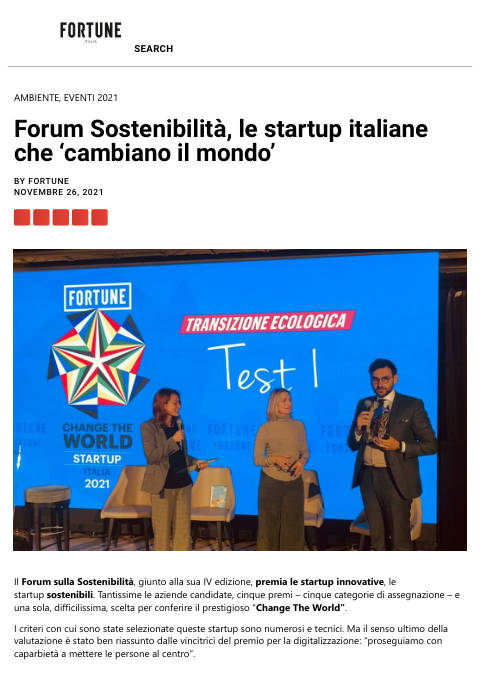 Forum Sostenibilità, le startup italiane che cambiano il mondo
